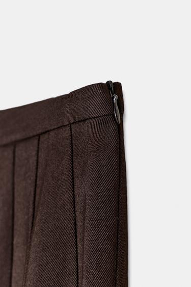 JUPE LONGUE À PLIS PLATS ZW COLLECTION - Chocolat de Zara - Image 4