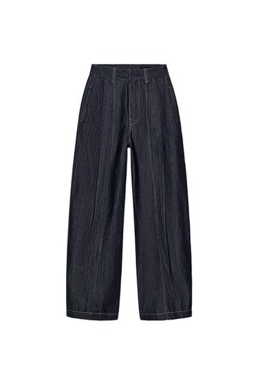 ZW COLLECTION BALLOON HIGH-WAIST JEANS WITH PLEATS