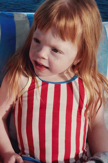 ZARA TIMELESS - MAILLOT DE BAIN À RAYURES - Écru / Rouge de Zara - Image 3