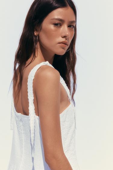 ROBE COURTE EN POPELINE - Blanc de Zara - Image 4
