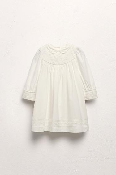 2-5 ANS/ ROBE EN POPELINE FLEURS BRODÉES LIMITED EDITION - Écru de Zara