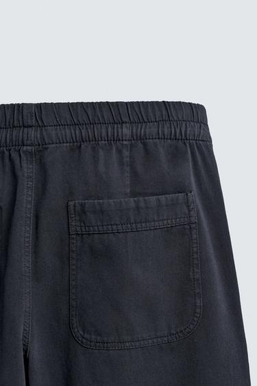 PANTALON COUPE DÉCONTRACTÉE EN COTON - Gris / Bleu de Zara - Image 9