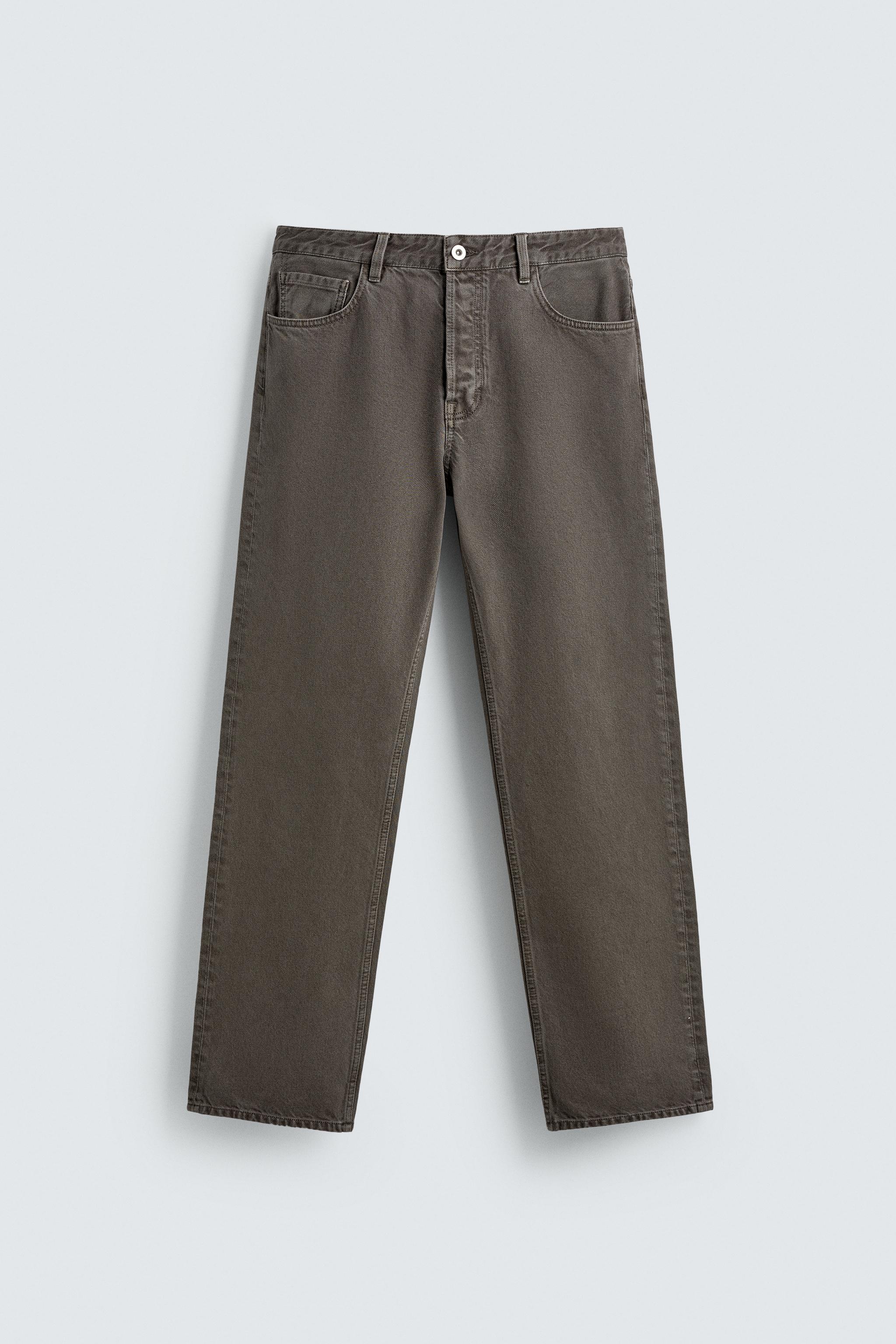 STRAIGHT FIT JEANS — Grey green