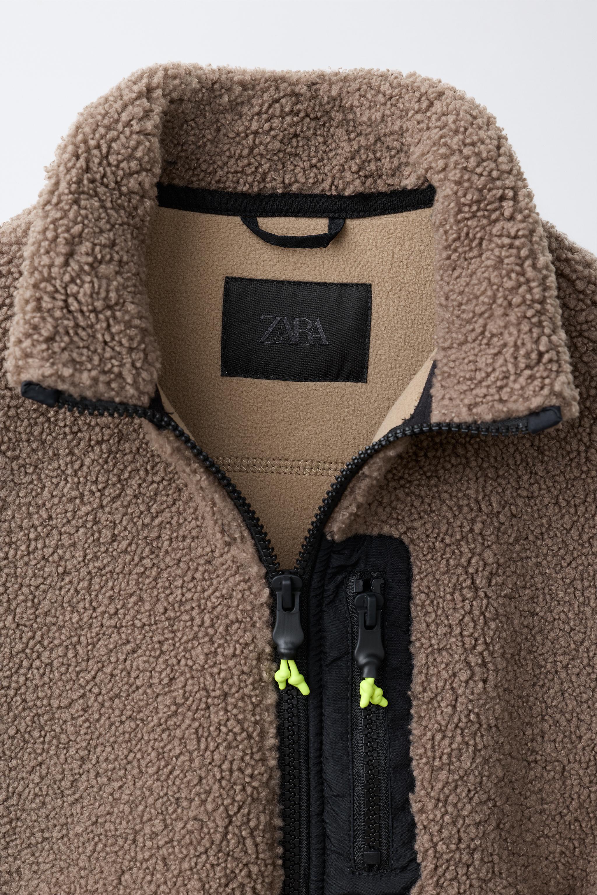 BLOUSON EFFET MOUTON CONTRASTANT