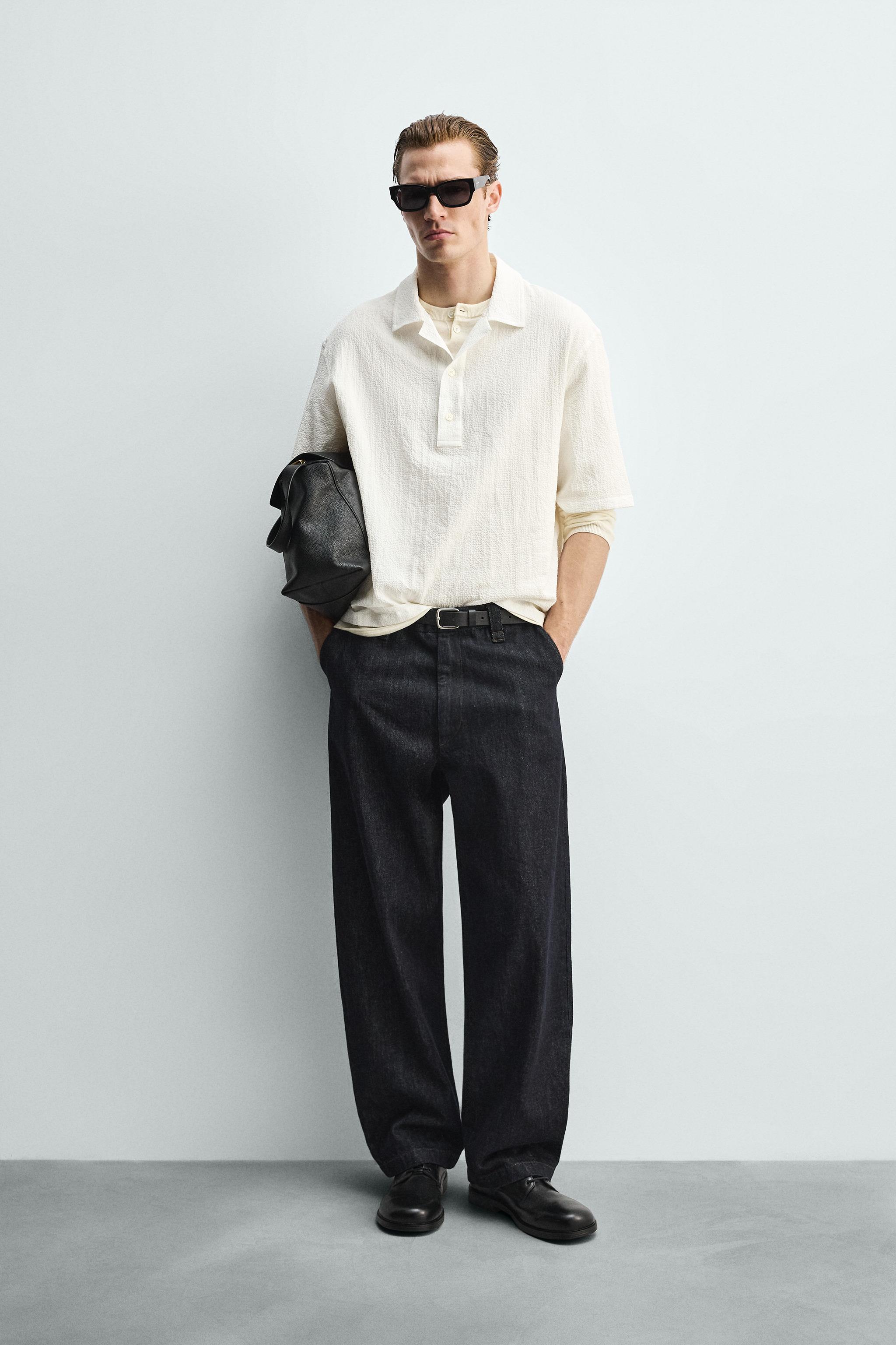 RELAXED FIT SEERSUCKER POLO SHIRT - White | ZARA United States