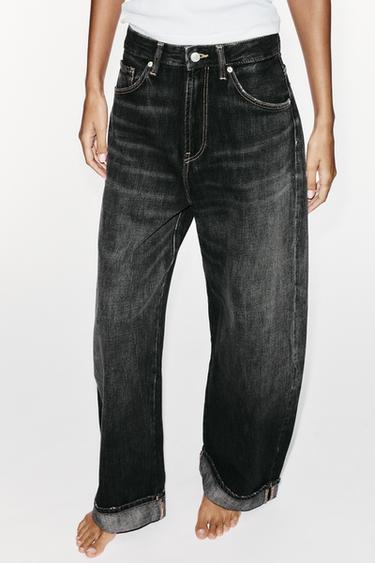 BAGGY FOLDED FIT TAILLE NORMALE TRF JEANS - Noir délavé de Zara