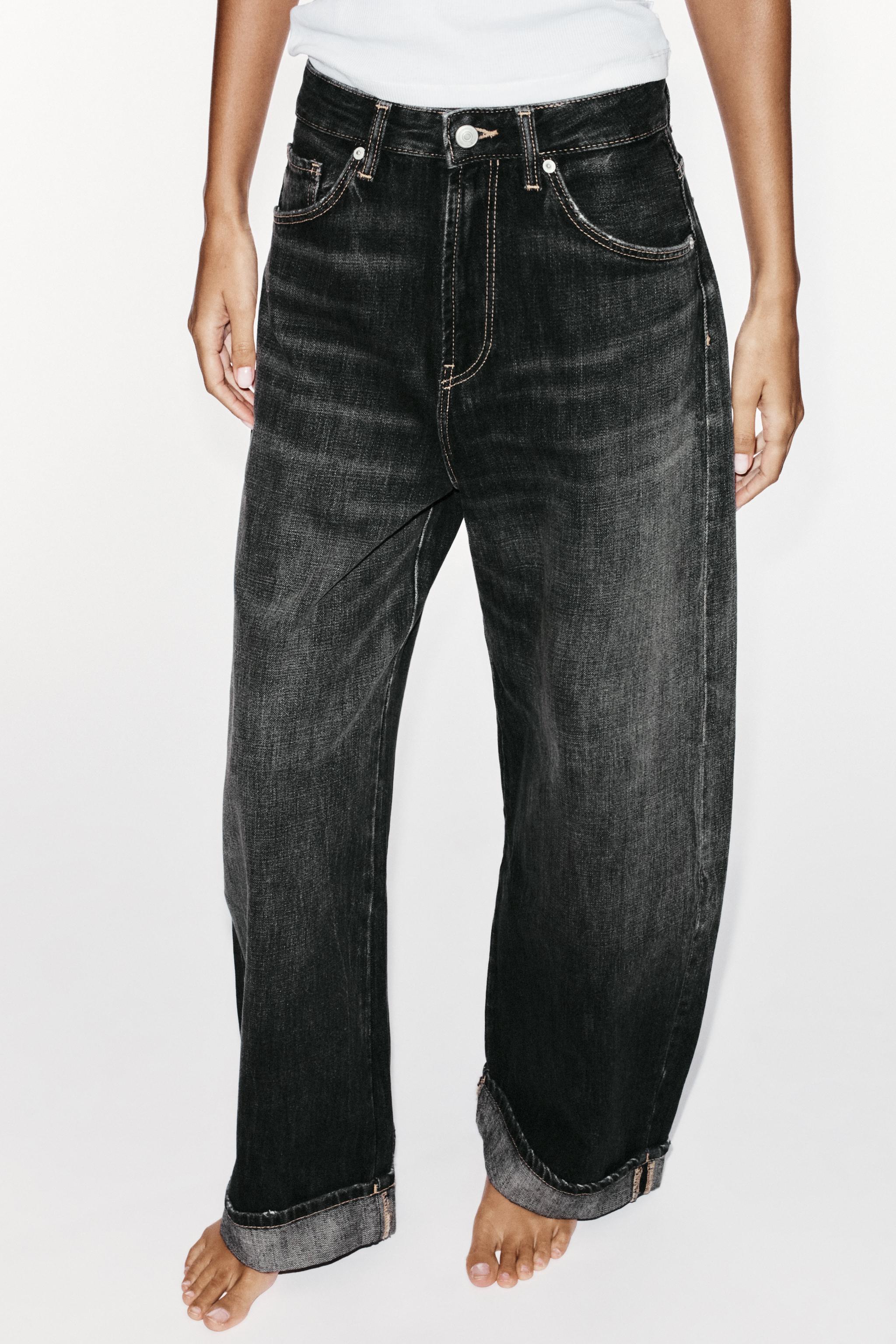 TRF MID-RISE BAGGY FOLDED JEANS