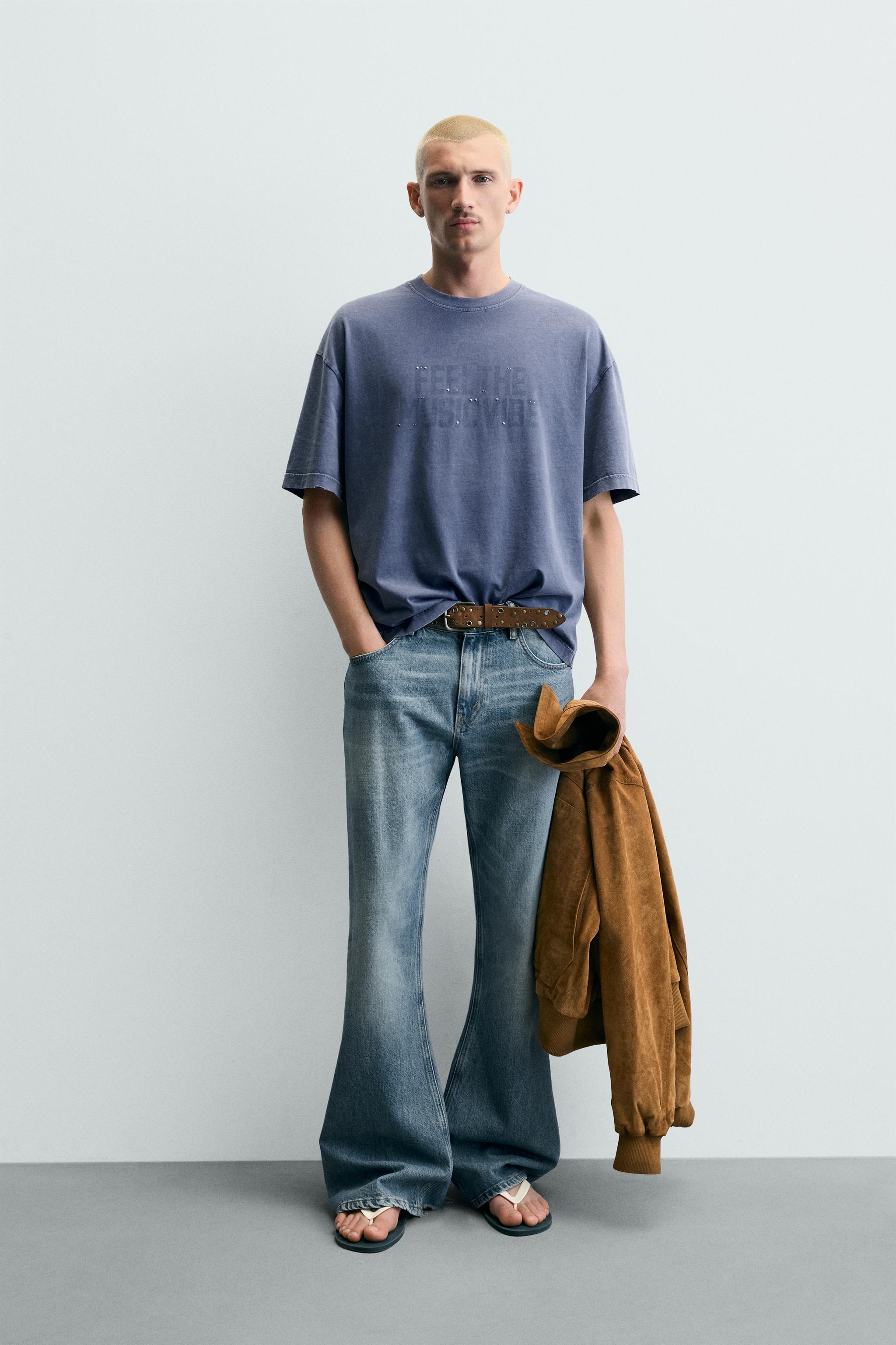 WASHED PRINTED T-SHIRT WITH STUDS