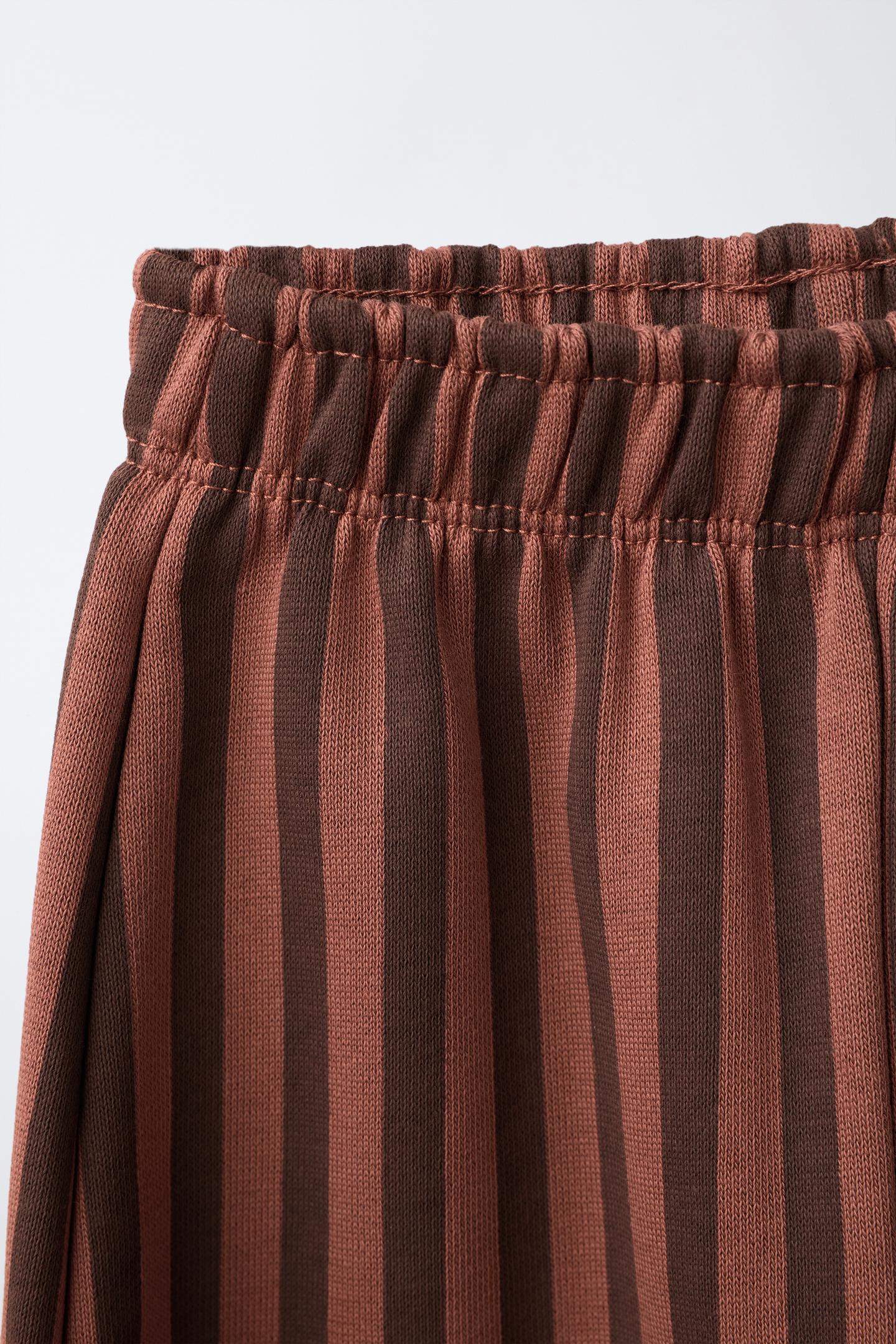 Детский комплект Zara Striped Wide Leg Sweatshirt and Pants Set, цвет: Кирпичный — фото 5