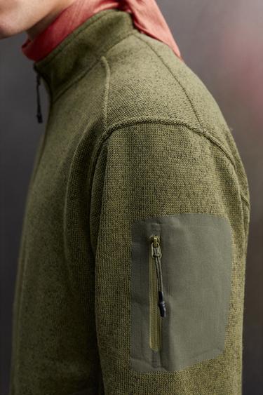 CONTRAST FLEECE KNIT CARDIGAN - Green by Zara