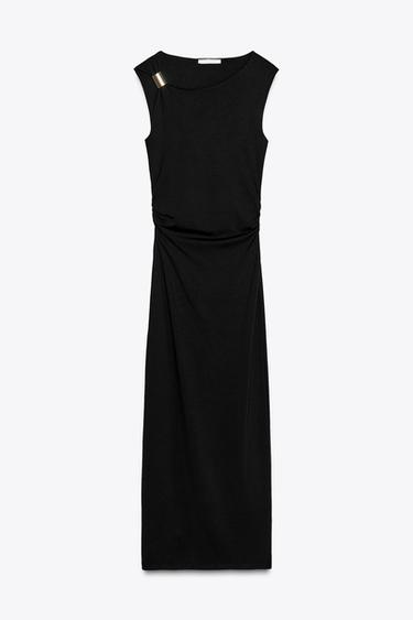 Zara METALLIC APPLIQUÉ DRESS - Black - Image 0