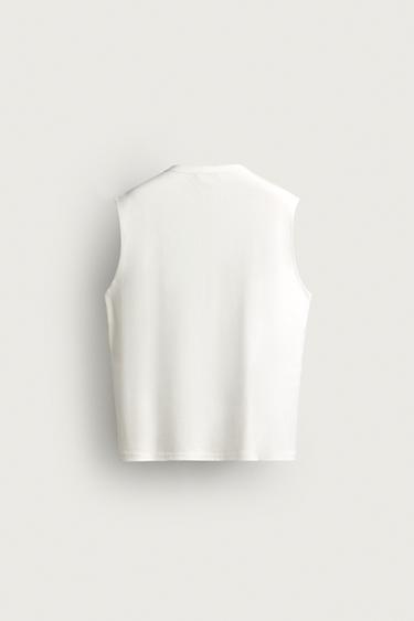 T-SHIRT DÉBARDEUR À COL ASSORTI - Blanc de Zara - Image 7