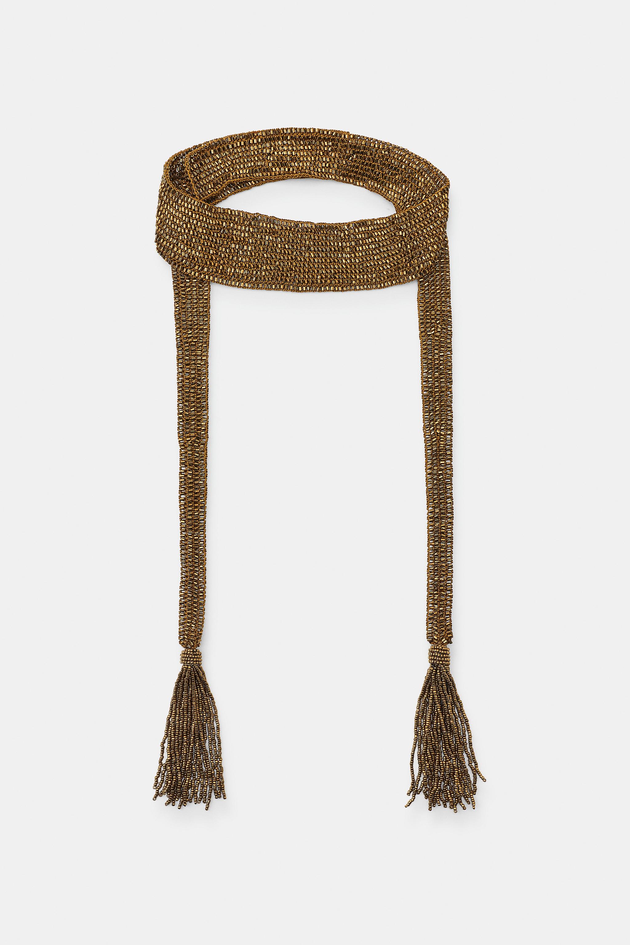 FOULARD EN MAILLE À FRANGES ET FANTAISIE