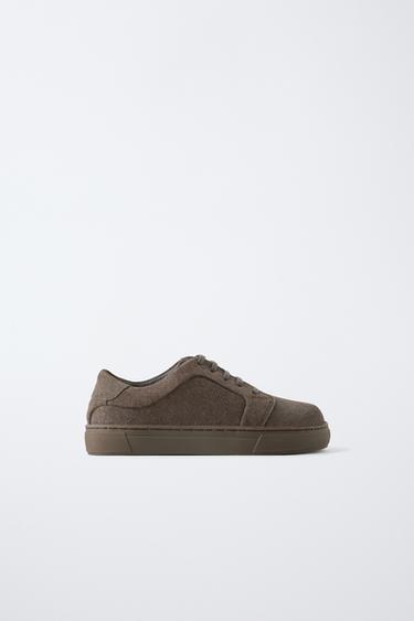 LEATHER DERBY SHOES - Taupe Grey by Zara