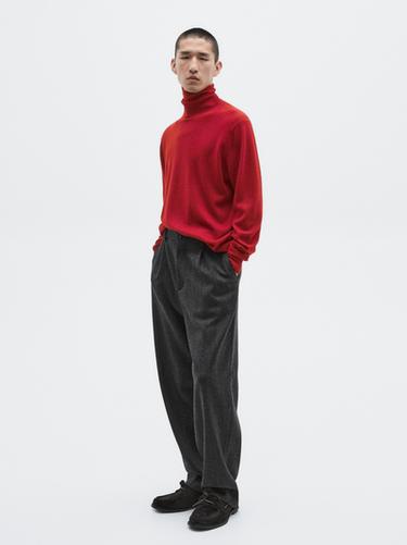 Zara Knit wool and cashmere sweater with high neck - LIMITED - Intense red