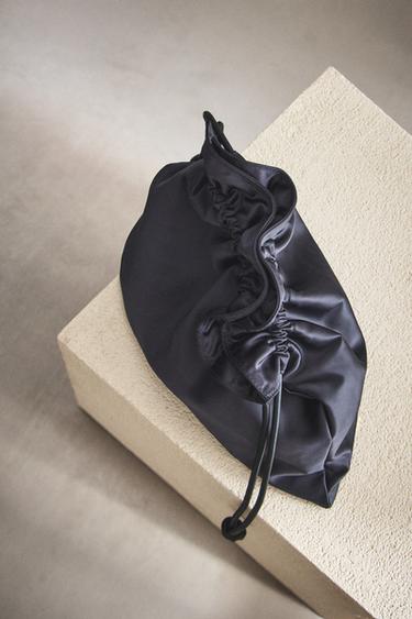 LARGE SATEEN BAG - Navy Blue by Zara - Image 6