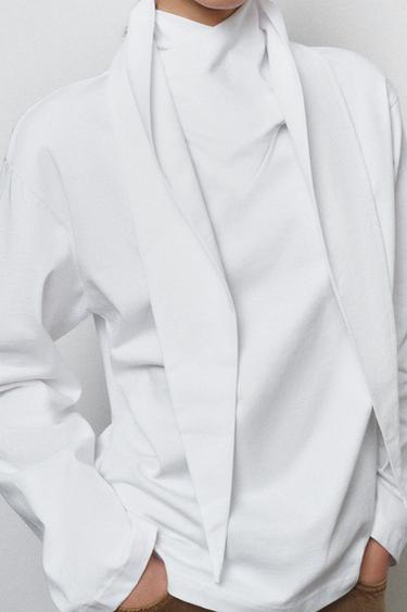 HEAVY COTTON BOW T-SHIRT - White by Zara - Image 6