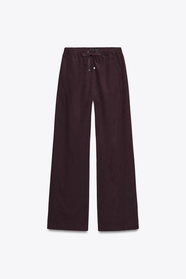 WIDE-LEG TROUSERS - Burgundy by Zara