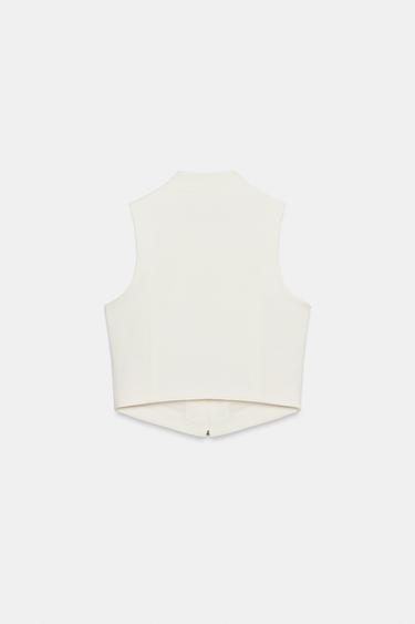 BUTTONED HALTER WAISTCOAT - Ecru by Zara - Image 6