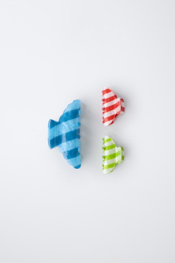 3-PACK OF STRIPED HAIR CLIPS - Blue by Zara - Image 0