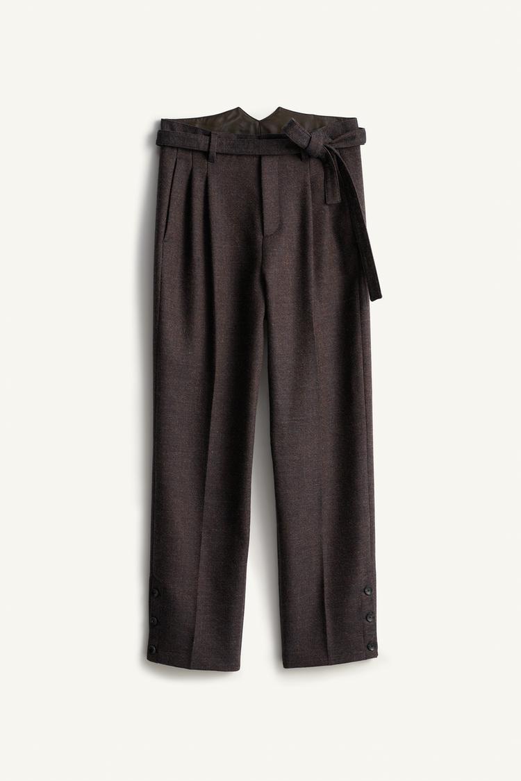 Pantalon cinturon traje estructura mezcla lana