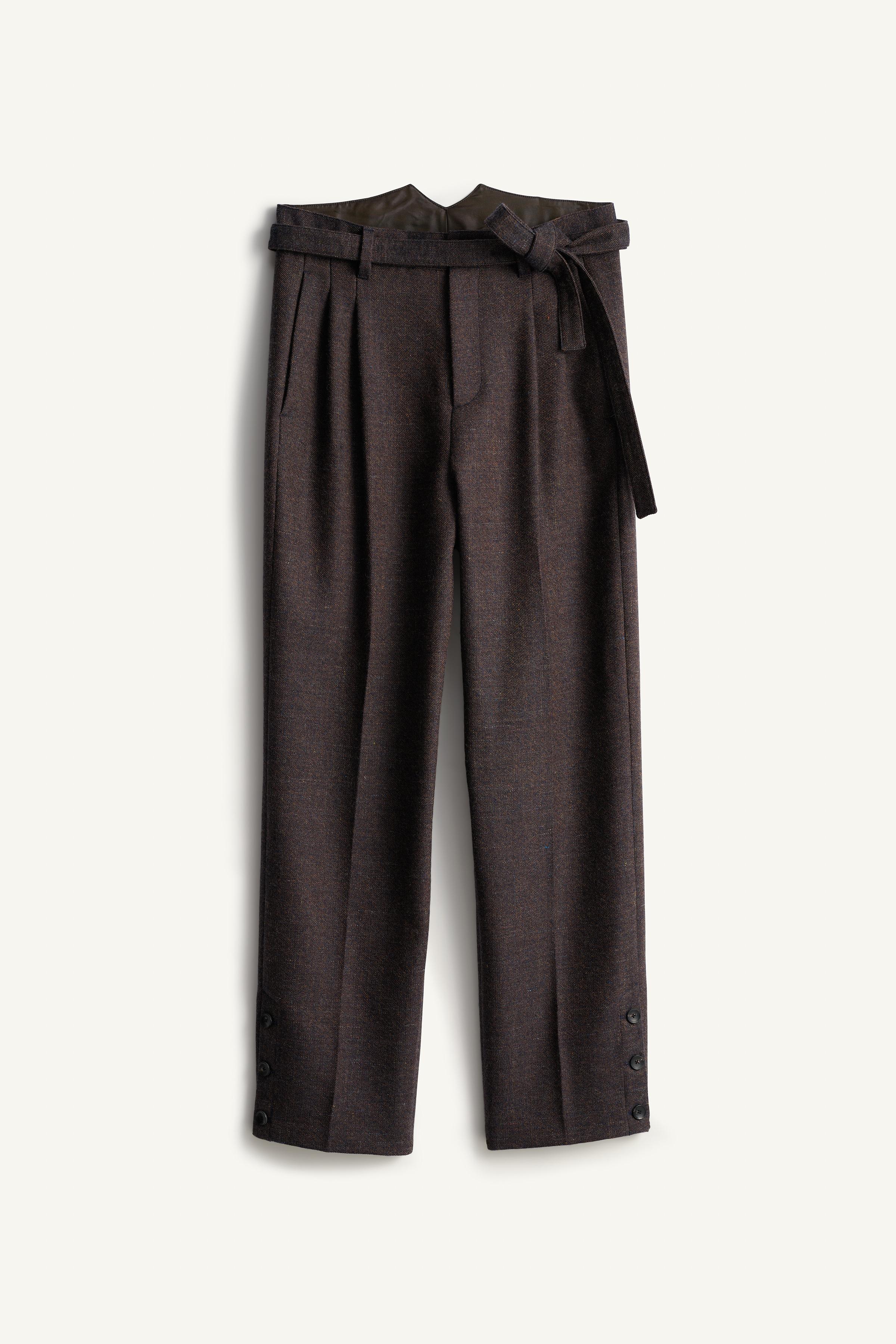 PANTALON CEINTURE COSTUME STRUCTURE MÉLANGE LAINE