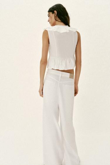 TOP VOLANT PLISSÉ ET NŒUD - Blanc de Zara - Image 4