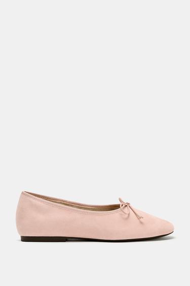 BALLERINA AUS WILDLEDER MIT SCHLEIFE - Rosa von Zara