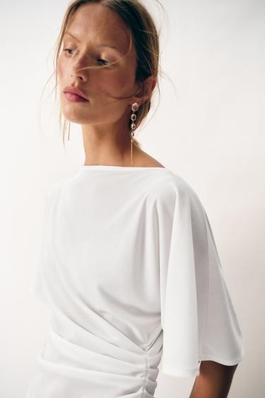 ASYMMETRIC DRAPED TOP - Oyster-white by Zara - Image 3