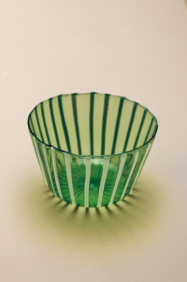 STRIPED BOROSILICATE BOWL - Зелений Zara