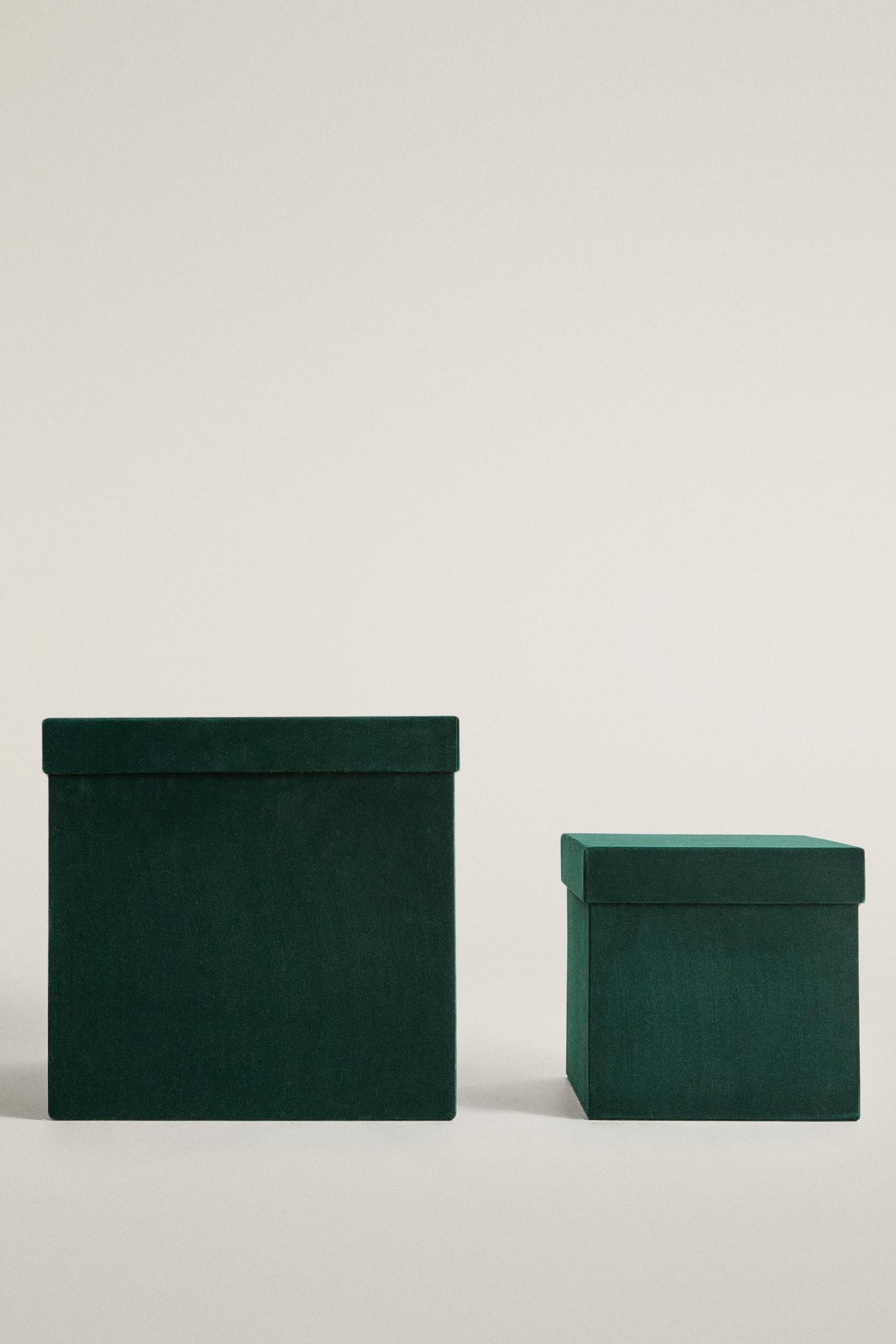 Zara Square Velvet Christmas Box, цвет: Зелёный — фото 1
