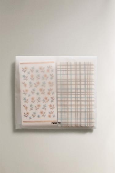 FLORAL AND CHECK PAPER NAPKINS (PACK OF 30) - Beige by Zara - Image 3
