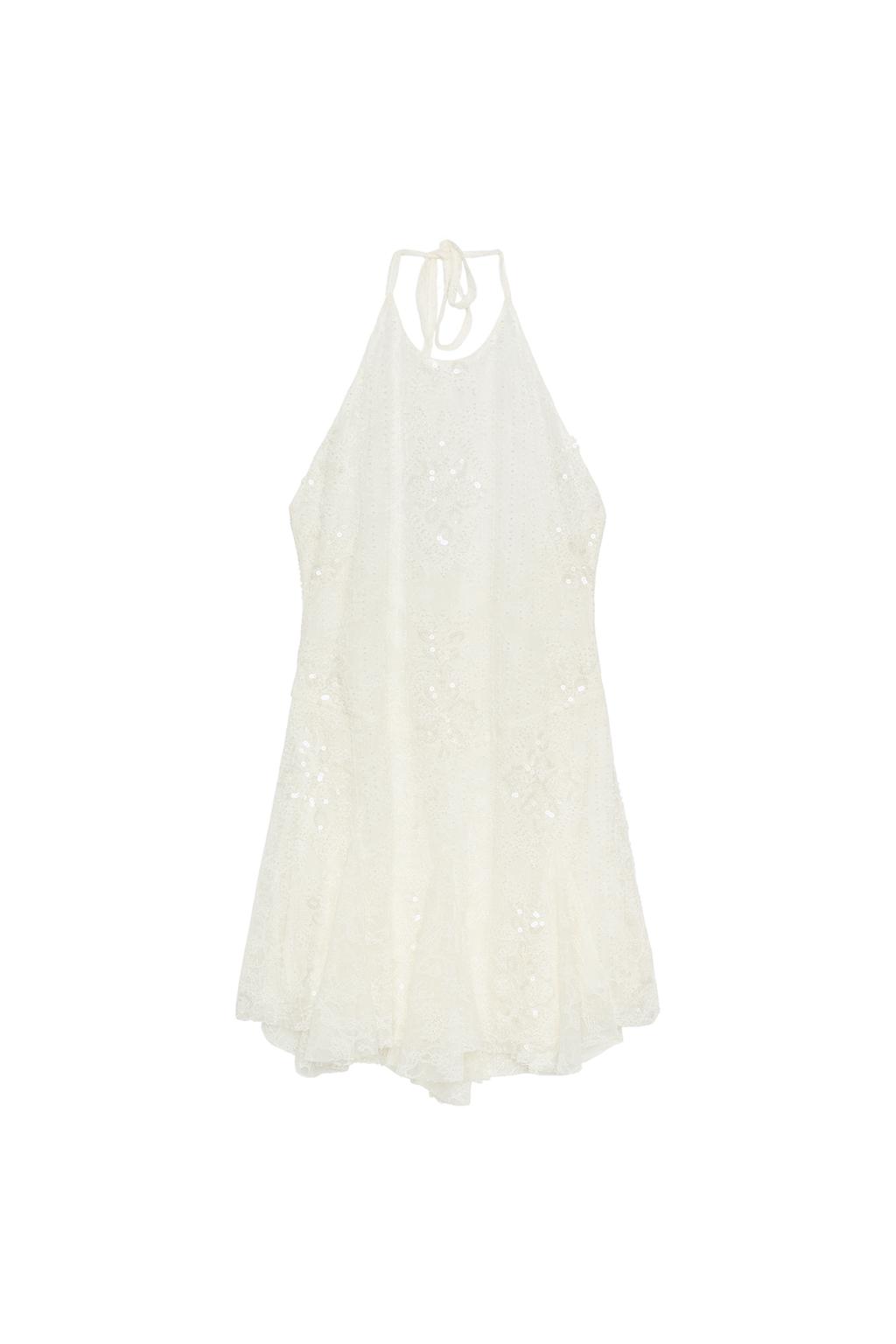EMBROIDERED LACE HALTER DRESS - image 3