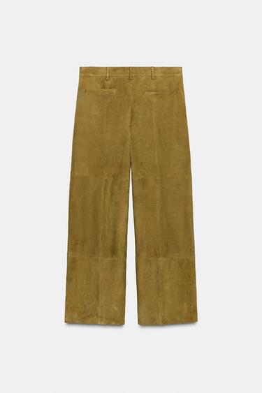 PANTALON 100% CUIR DE DAIM ÉDITION LIMITÉE - Vert olive de Zara - Image 6