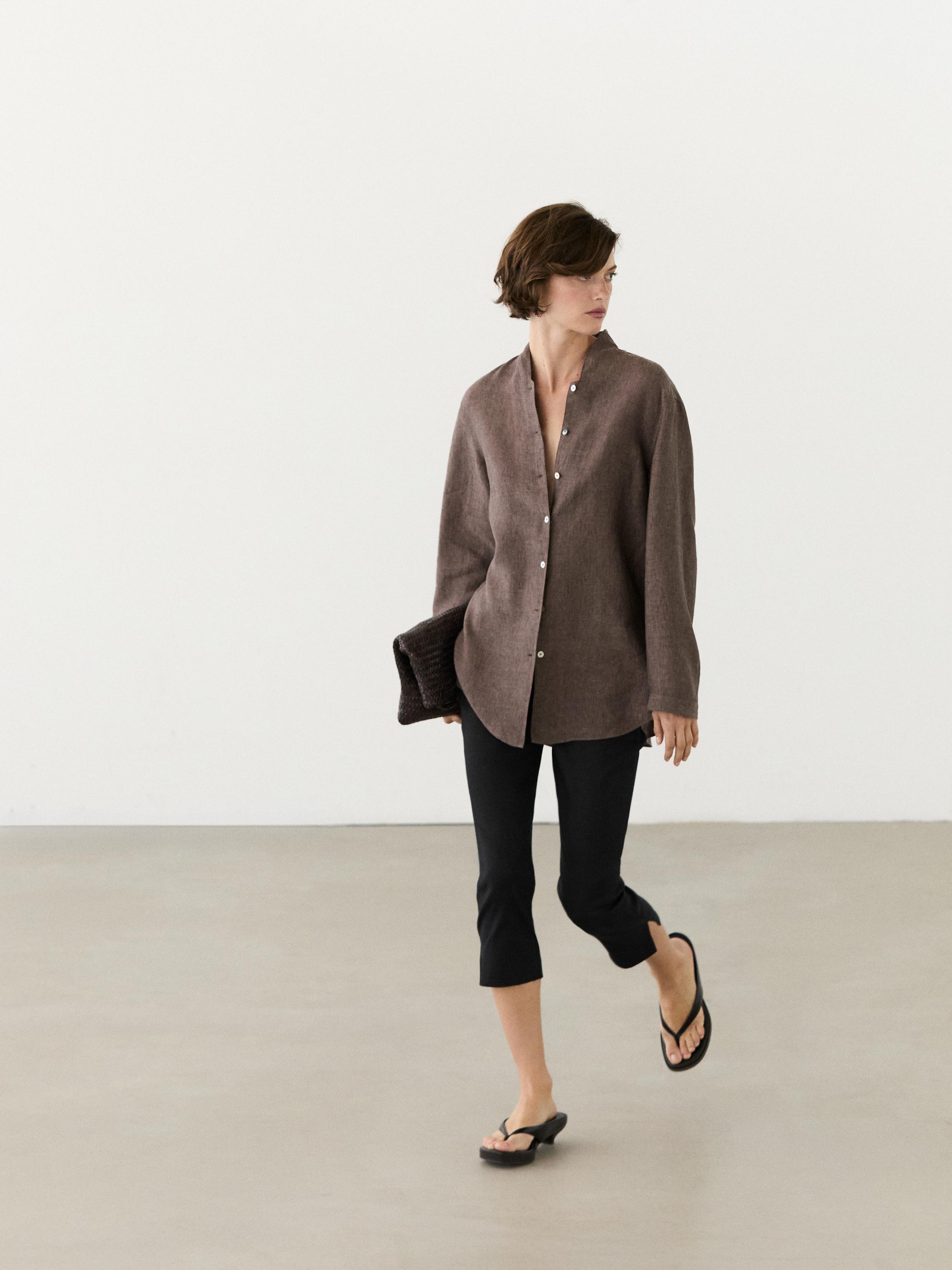 100% linen V-neck shirt