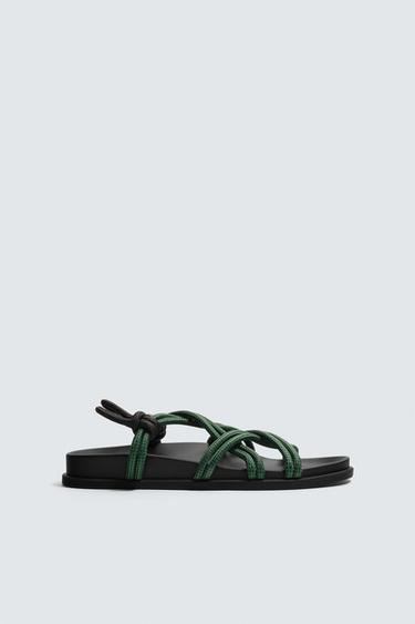 CONTRAST STRAP SANDALS - Green by Zara