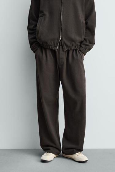 PANTALÓN JOGGER PUNTO LAVADO - Negro / Marrón de Zara