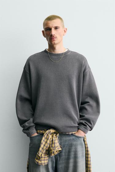 FADED TEXTURED SWEATSHIRT - Faded blue by Zara