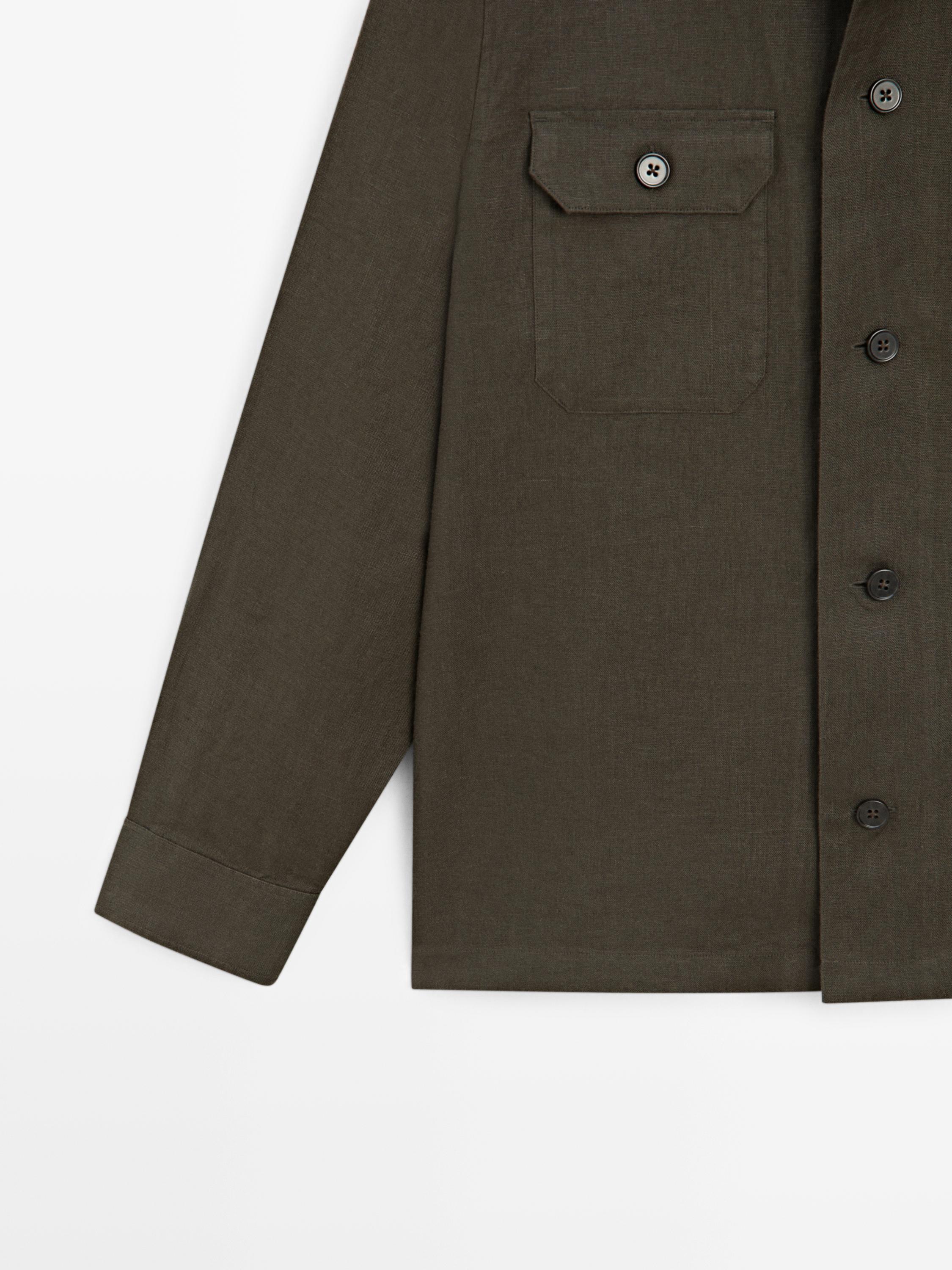 Total look linen overshirt with pockets