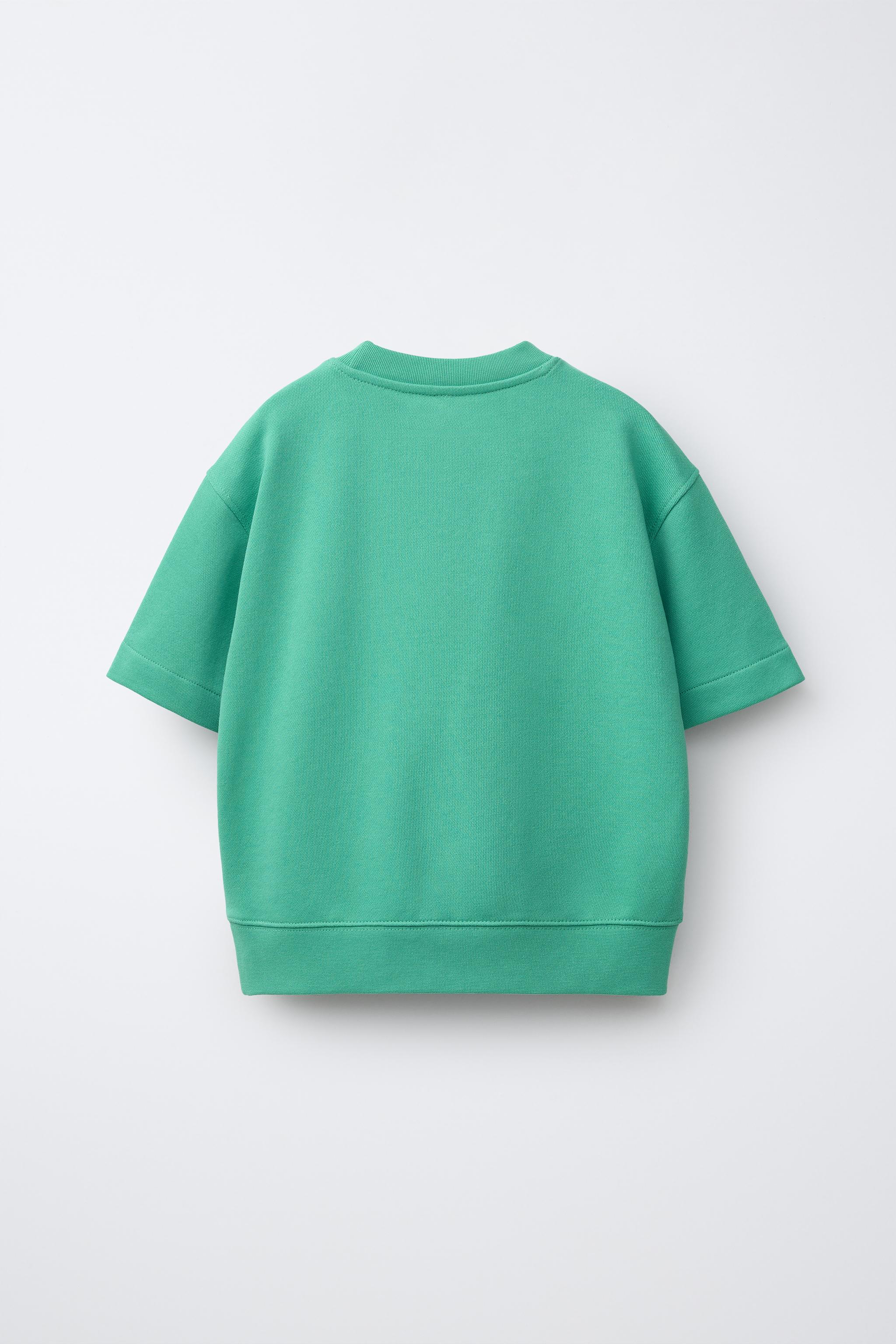 SHORT SLEEVE TEXT SWEATSHIRT