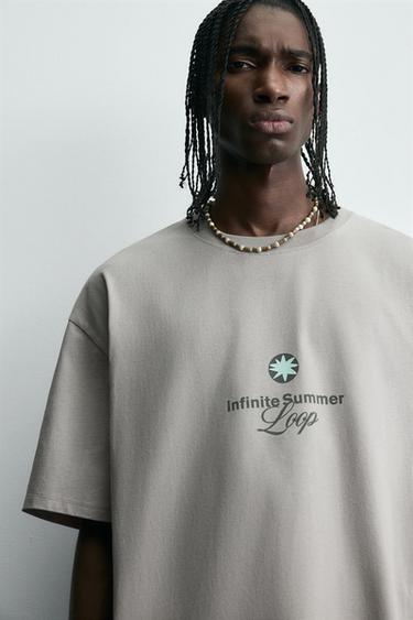 T-SHIRT IMPRIMÉ ÉTOILE - Gris clair de Zara - Image 6