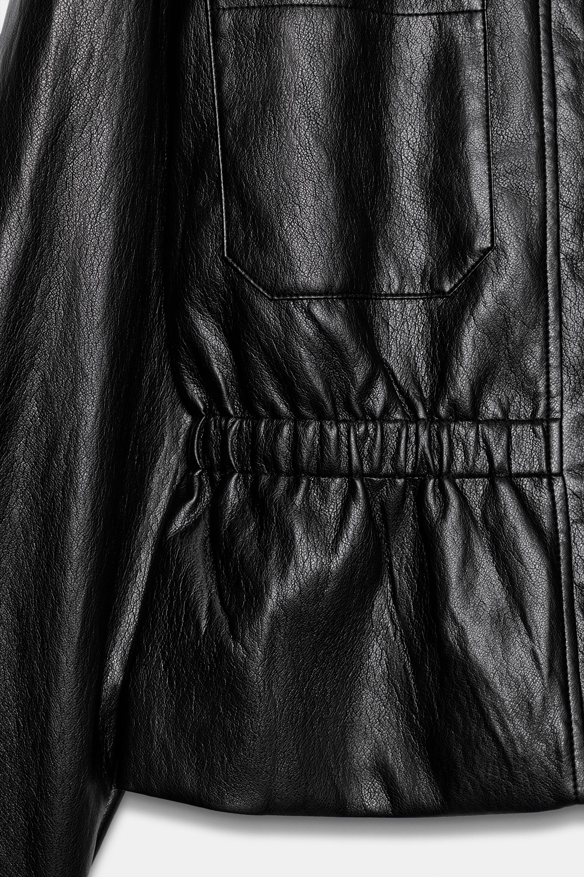 FAUX LEATHER JACKET WITH ELASTICIZED WAIST