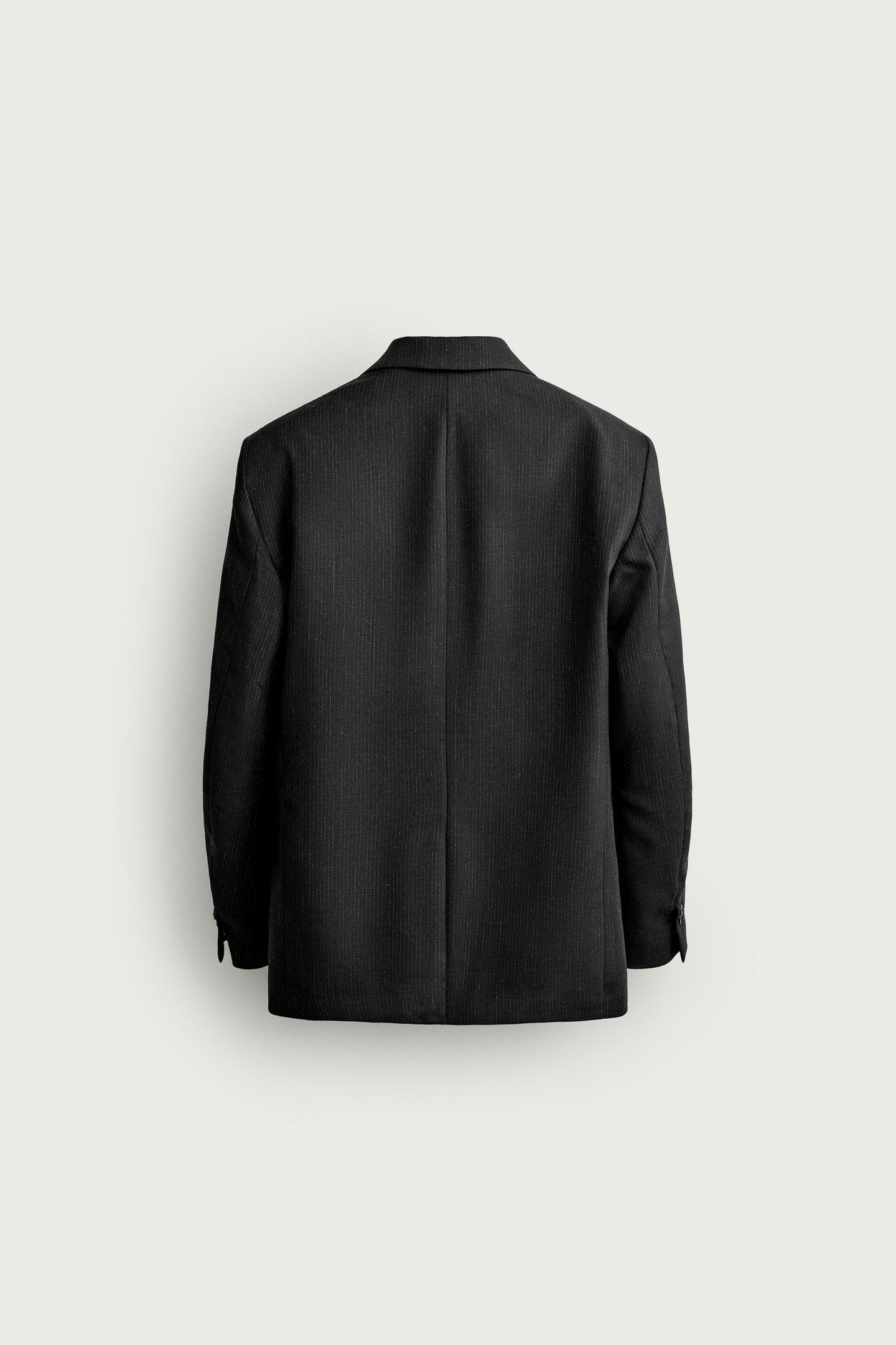 Мужской пиджак Zara 100% Wool Striped Suit Blazer Manteco®, цвет: Антрацитовый серый — фото 10