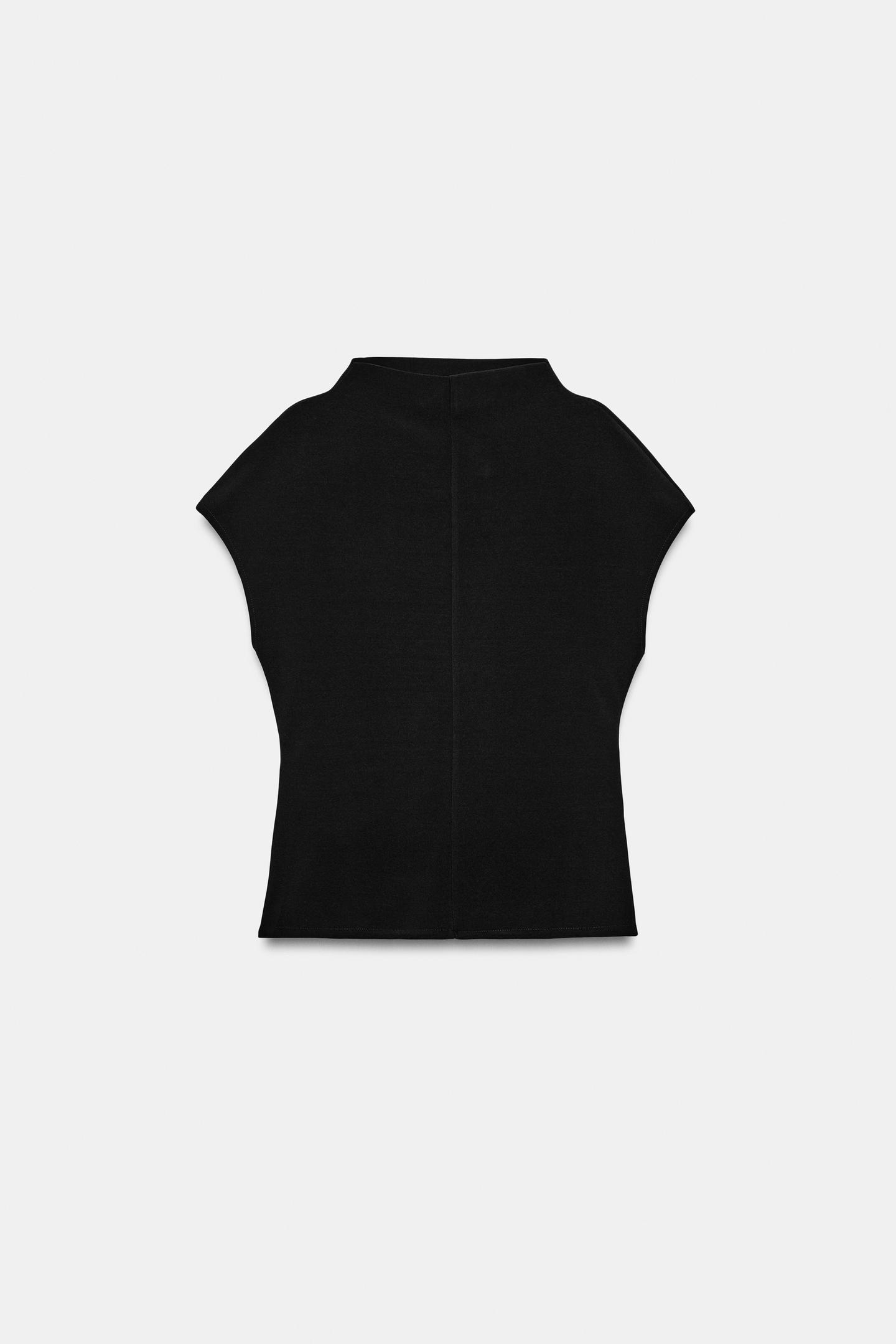 Женский топ Zara Draped Top with Sash, цвет: Чёрный — фото 8