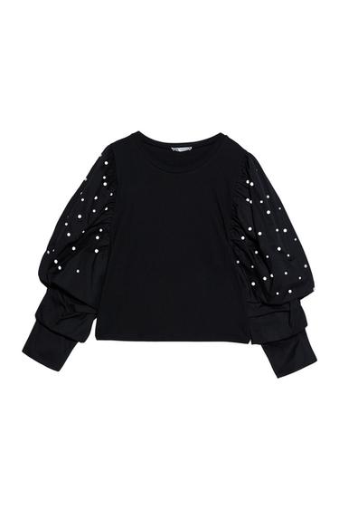 SWEATSHIRT WITH FAUX PEARLS