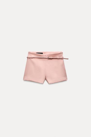 BELTED SHORTS - Coral pink by Zara