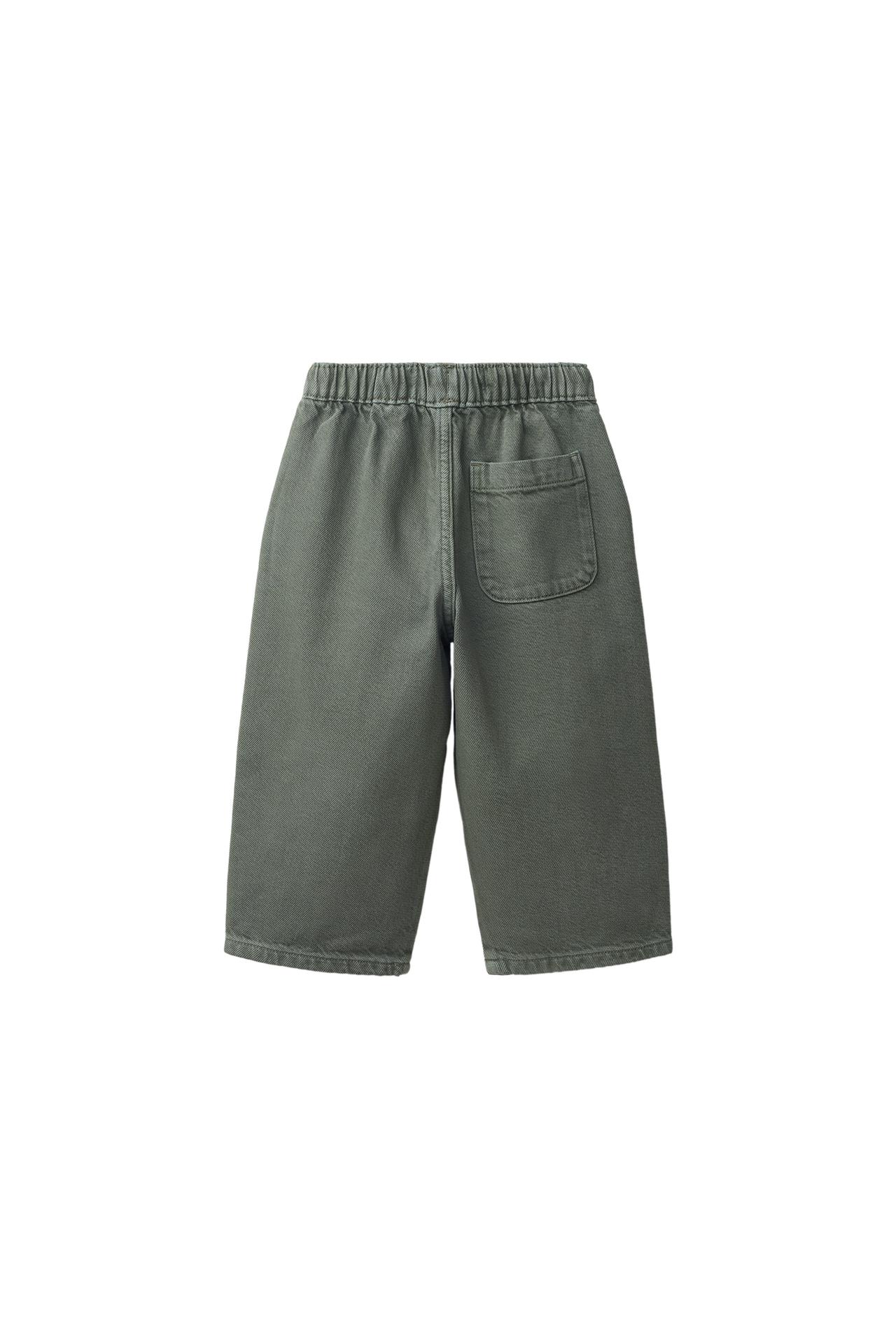 LOOSE TWILL TIE-WAIST PANTS — Green
