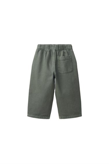 LOOSE TWILL TIE-WAIST PANTS — Green 2