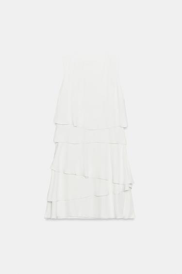 ROBE COURTE À VOLANTS - Écru de Zara - Image 7