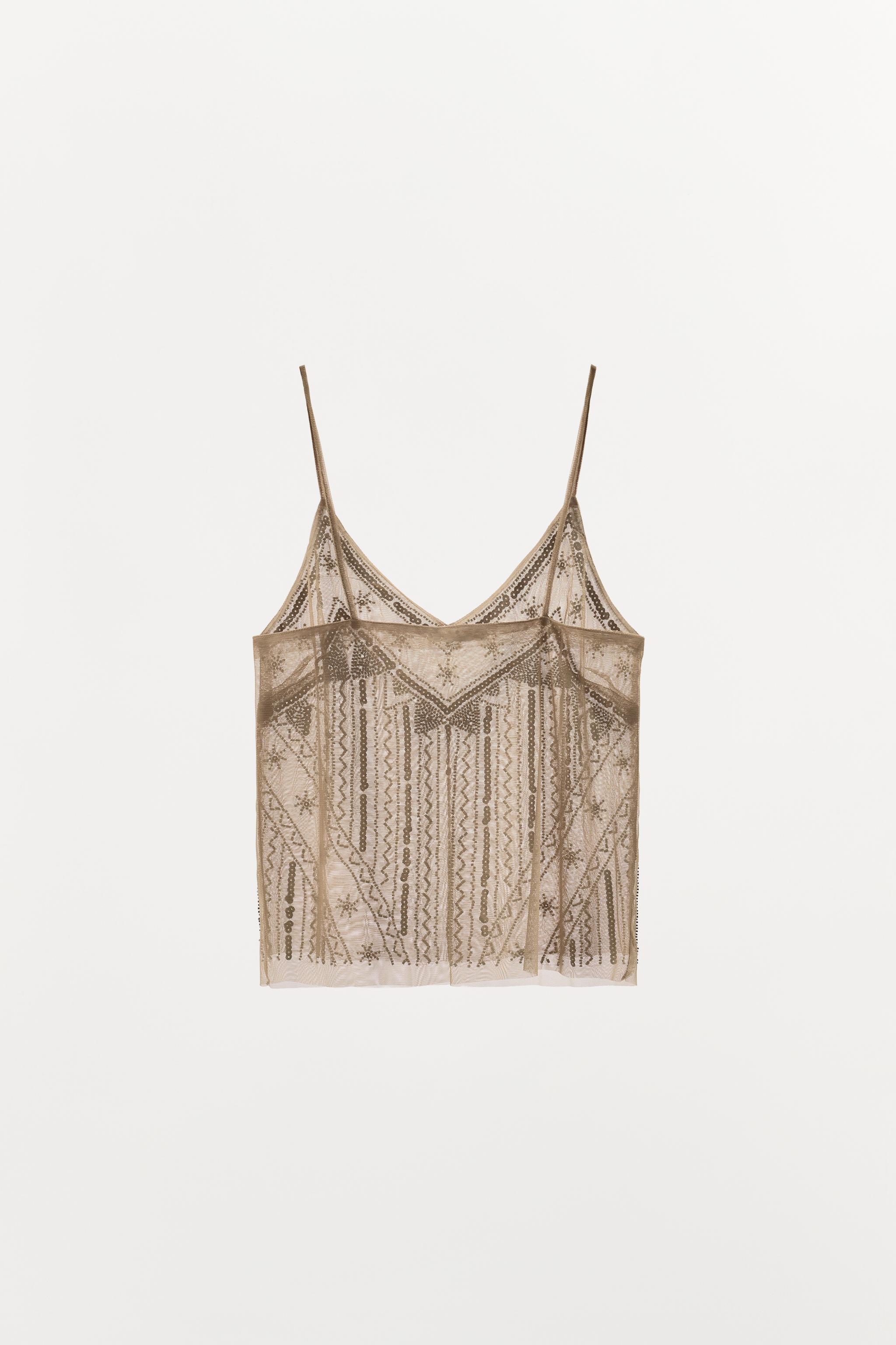 EMBROIDERED CAMISOLE - Golden | ZARA Canada
